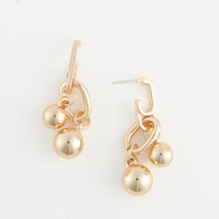 Drop Earrings Rainey Oval Link Double Ball Accent