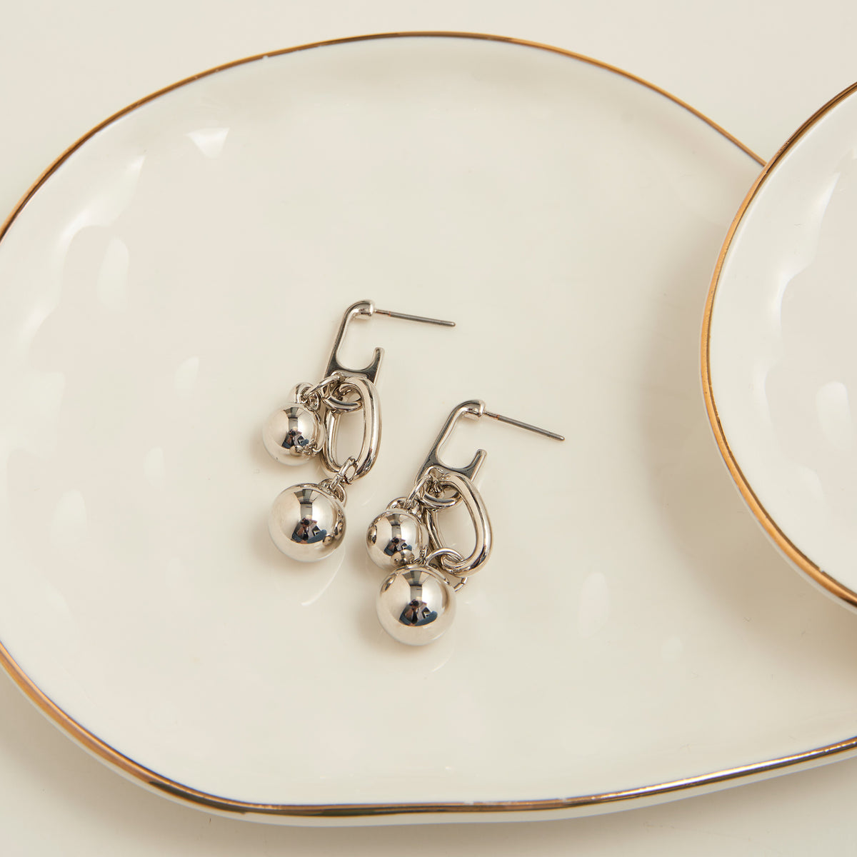 Drop Earrings Rainey Oval Link Double Ball Accent