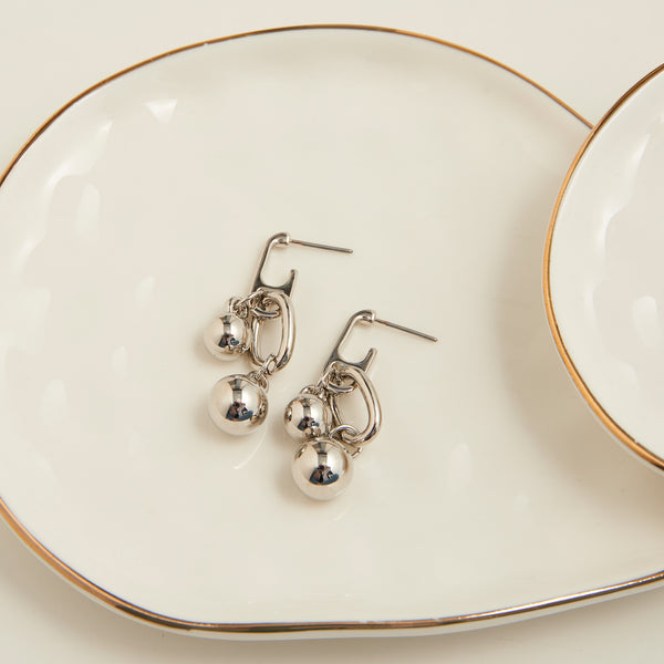 Drop Earrings Rainey Oval Link Double Ball Accent