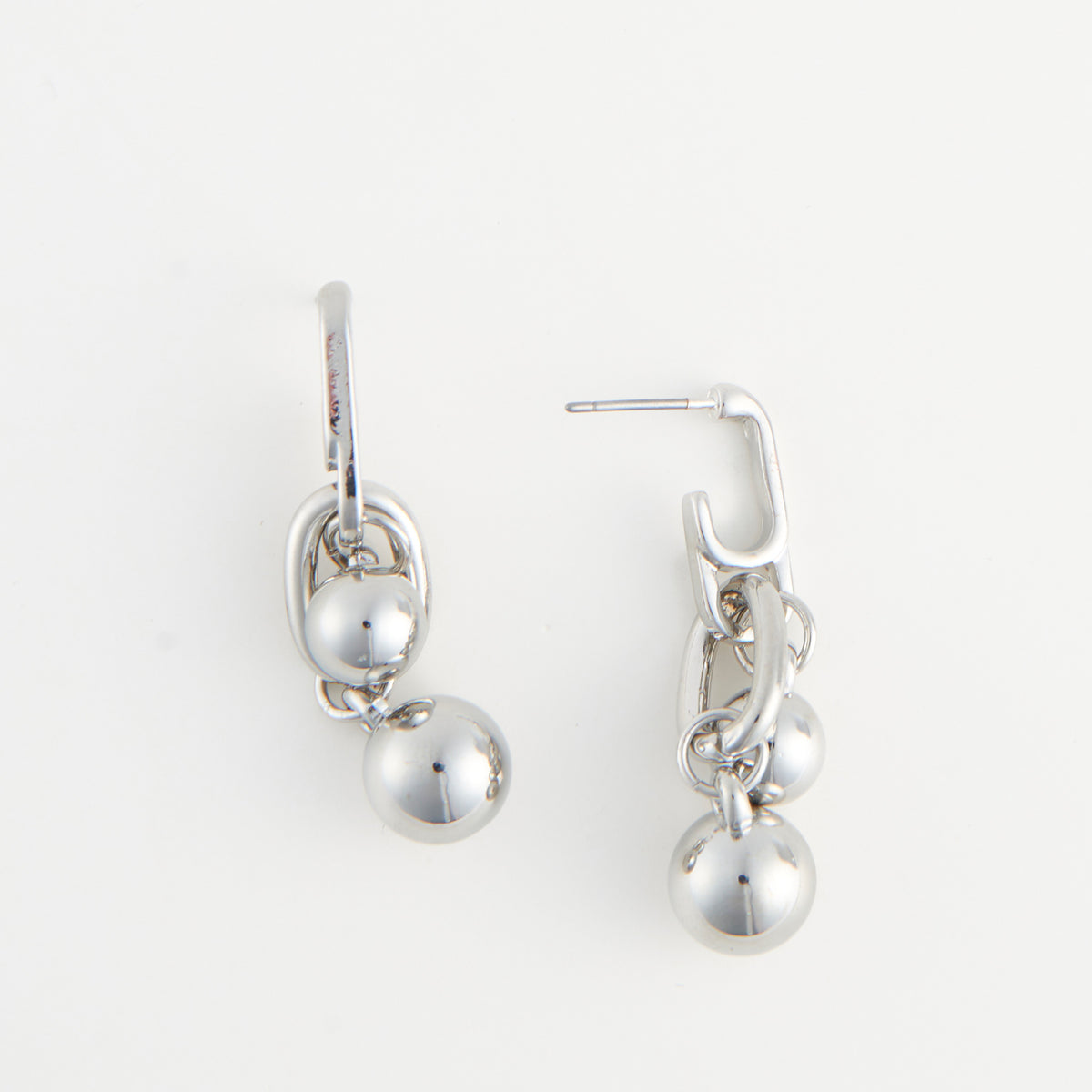 Drop Earrings Rainey Oval Link Double Ball Accent