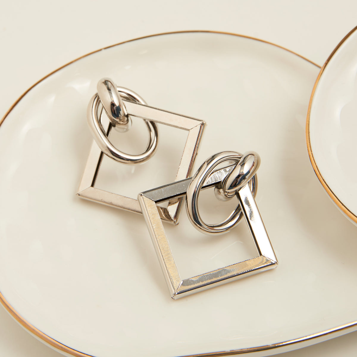 Stud Earrings Amie Geometric Layered Modern Square Design