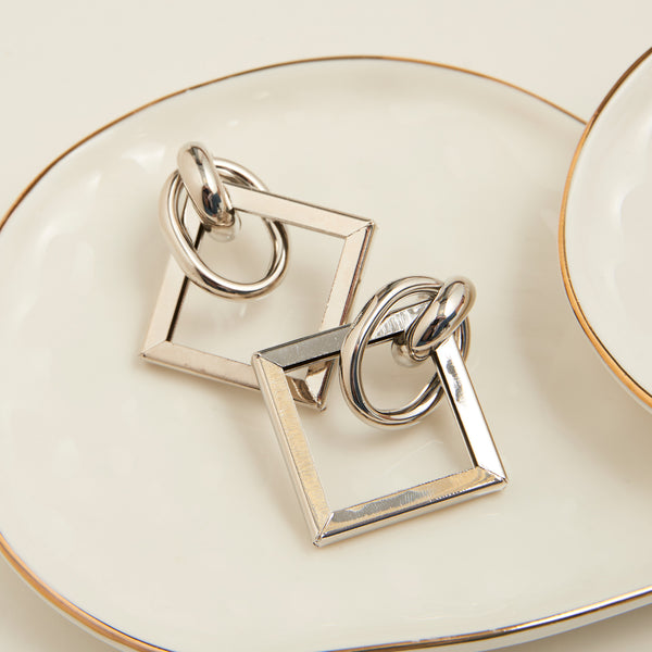 Stud Earrings Amie Geometric Layered Modern Square Design