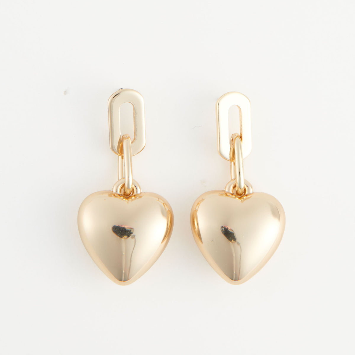 Drop Earrings Kace Modern Link Puffy Heart