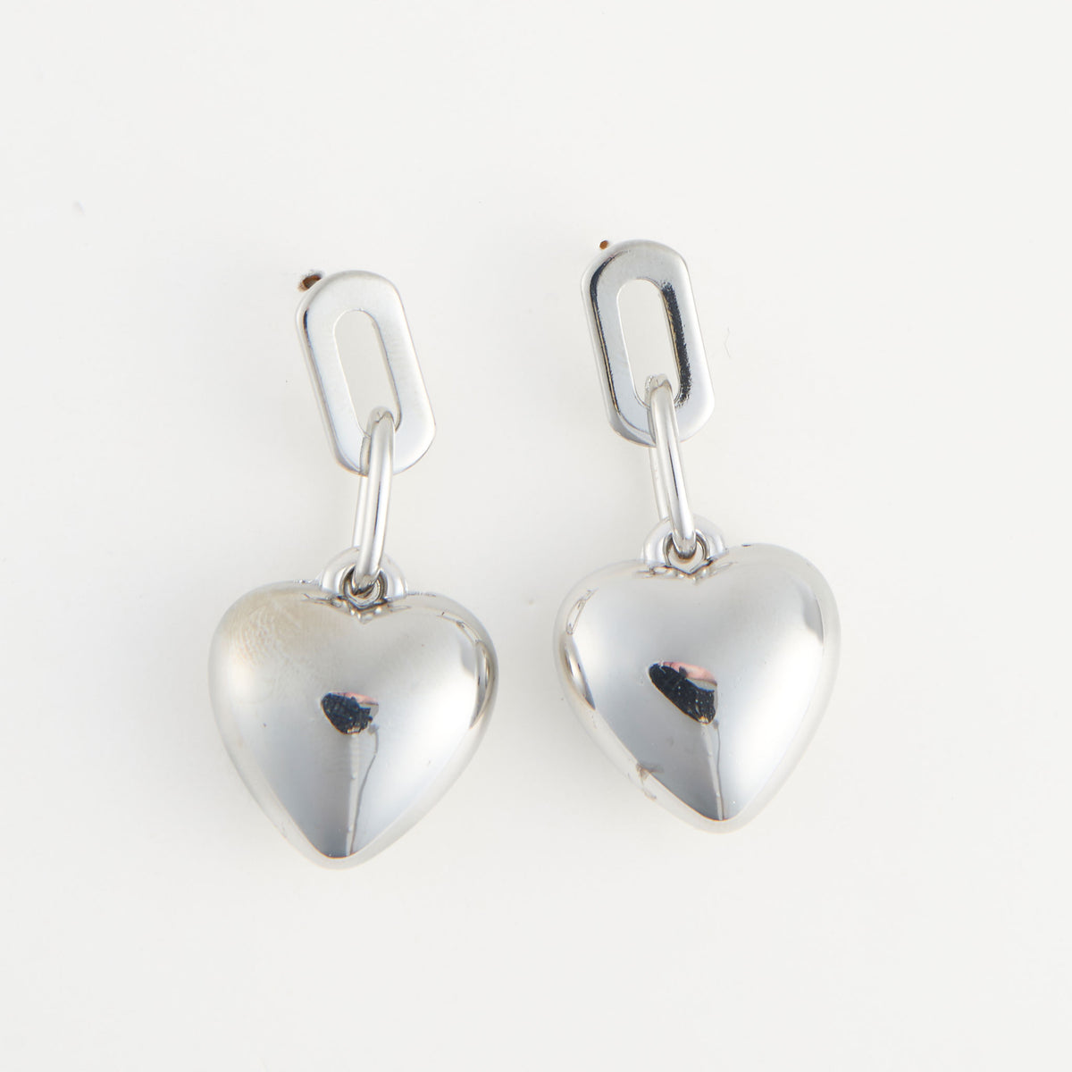 Drop Earrings Kace Modern Link Puffy Heart