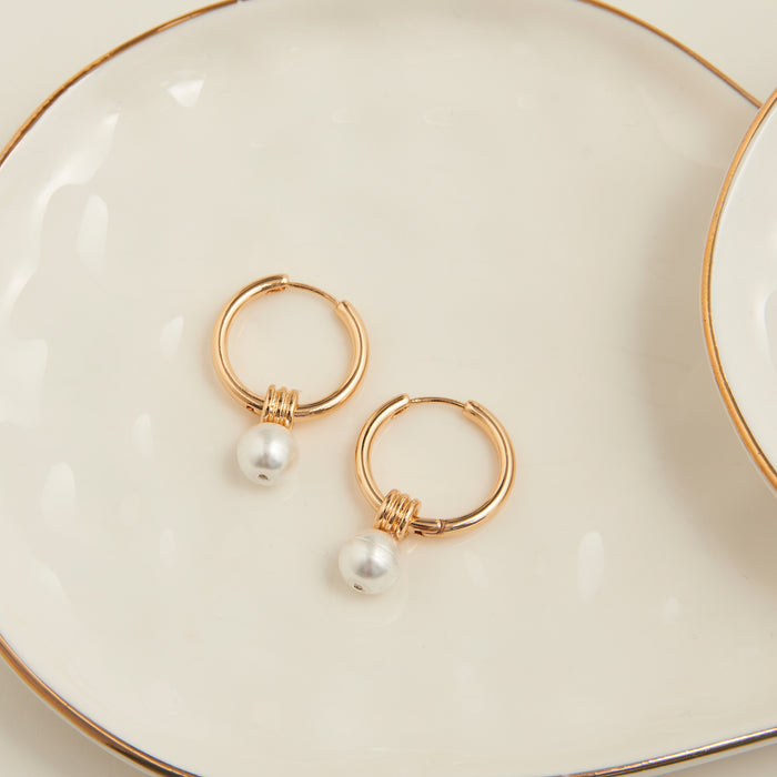 Hoop Earrings Nicola Triple Slide Faux Pearl Pendant