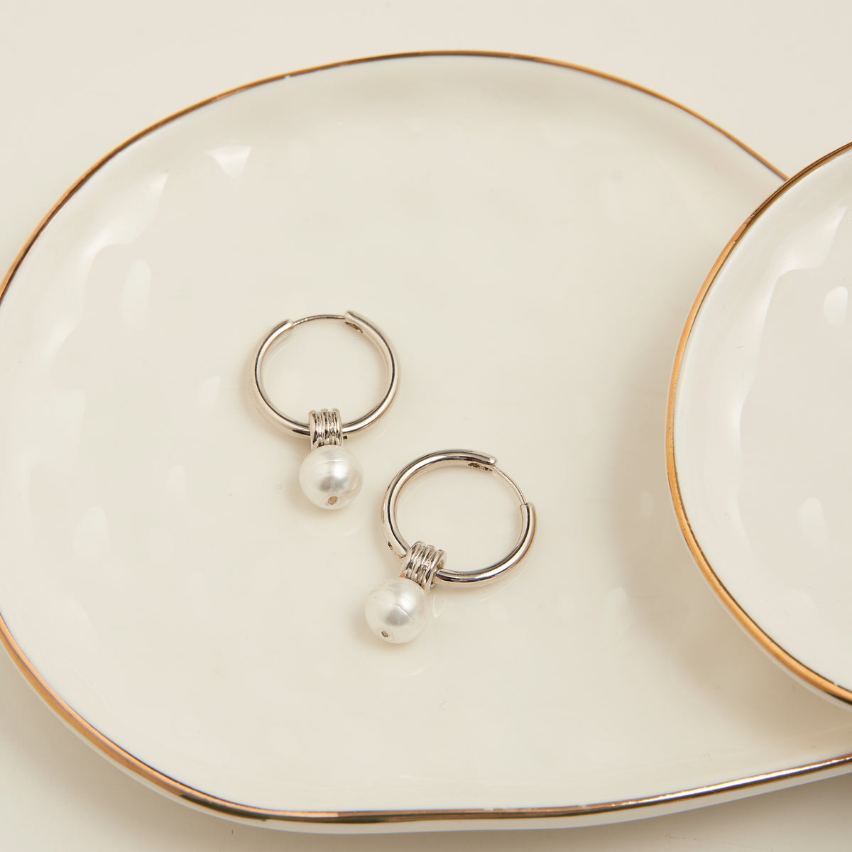 Hoop Earrings Nicola Triple Slide Faux Pearl Pendant