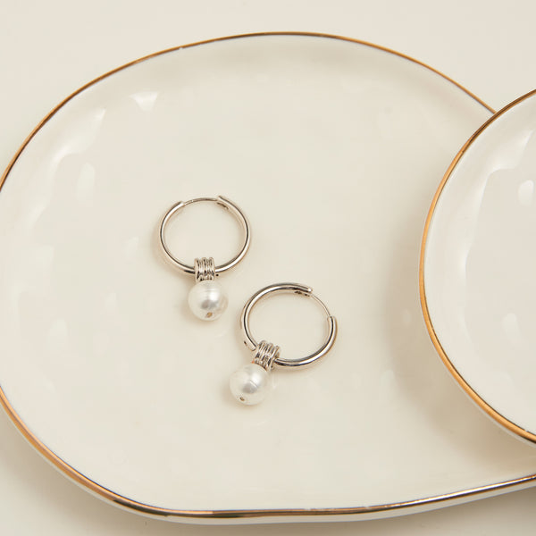 Hoop Earrings Nicola Triple Slide Faux Pearl Pendant