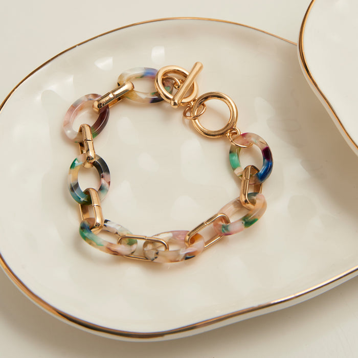 Toggle Bracelet Shayne Acrylic Celluloid Link 6.75"