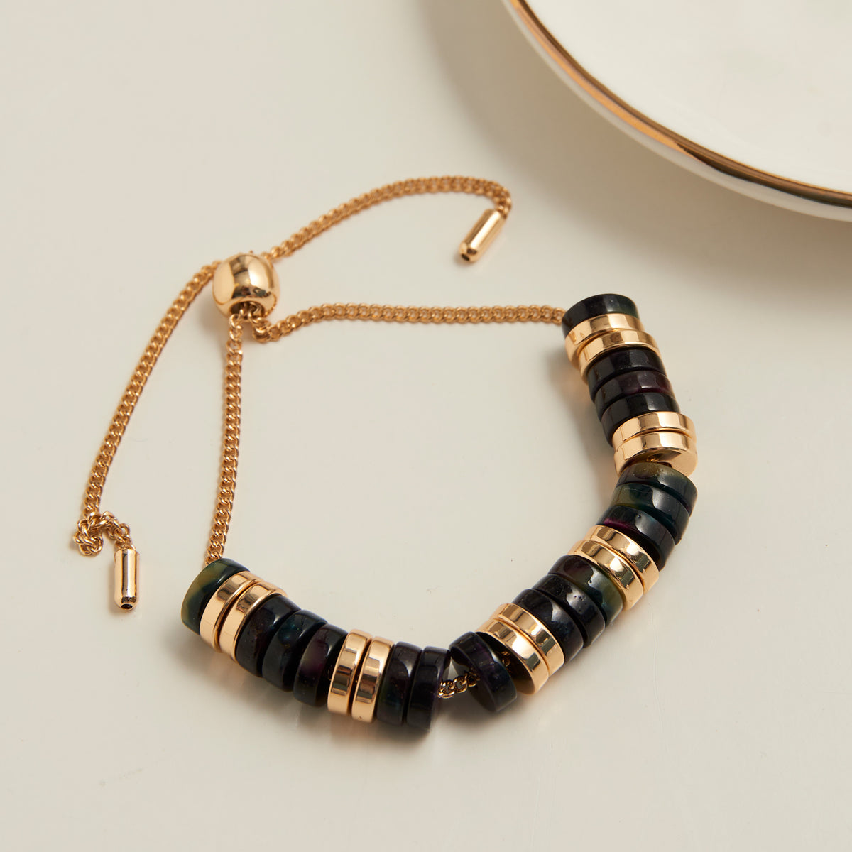 Beaded Bracelet Shayne Adjustable Acrylic Celluloid Bolo