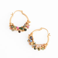 Hoop Earrings Shayne Genuine Stone Beaded Hoops
