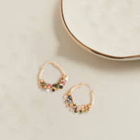 Hoop Earrings Shayne Genuine Stone Beaded Hoops