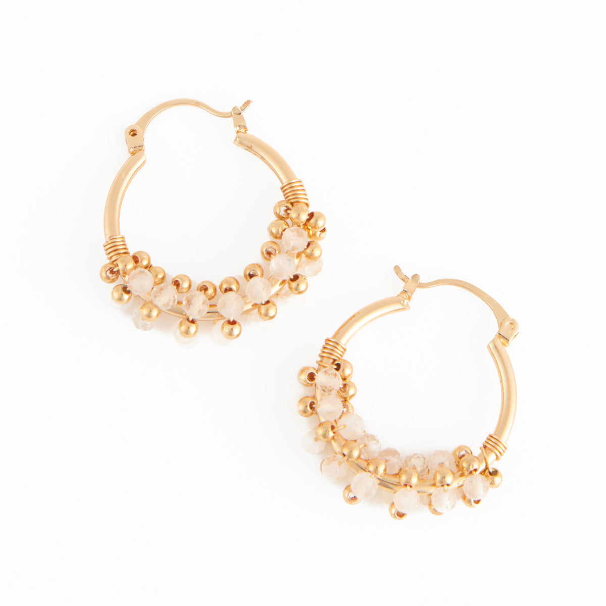 Hoop Earrings Shayne Genuine Stone Beaded Hoops
