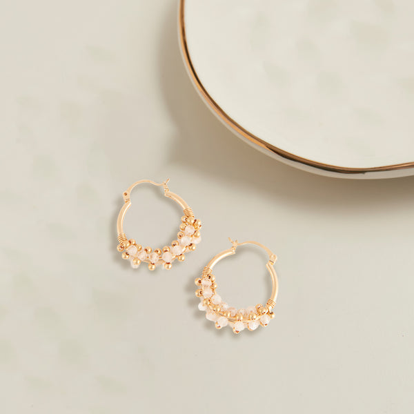 Hoop Earrings Shayne Genuine Stone Beaded Hoops