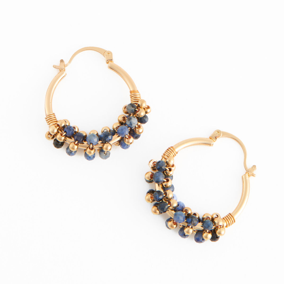 Hoop Earrings Shayne Genuine Stone Beaded Hoops