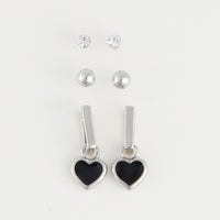 Earring Trio Set Mina Square Heart Stud + Hoop