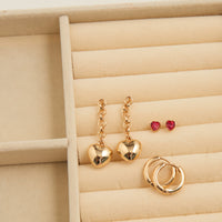 Earring Trio Set Mina Puffy Heart Stud + Hoop + Dangle