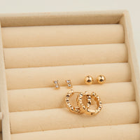 Earring Trio Set Mina Heart Hoop + Stud