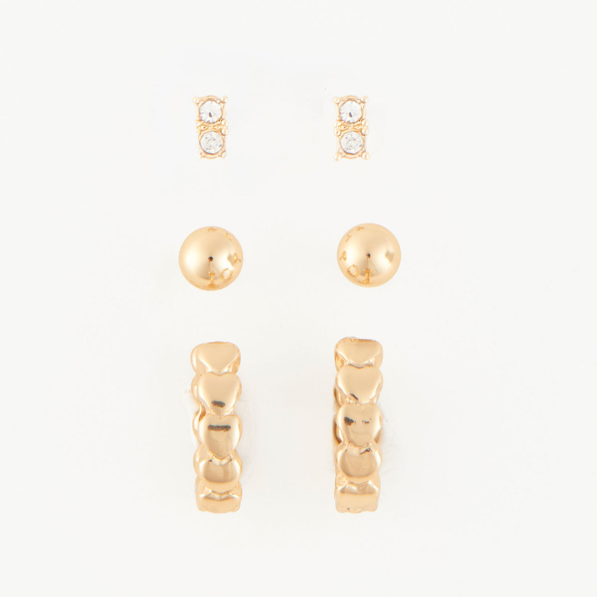 Earring Trio Set Mina Heart Hoop + Stud