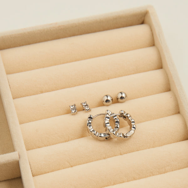 Earring Trio Set Mina Heart Hoop + Stud