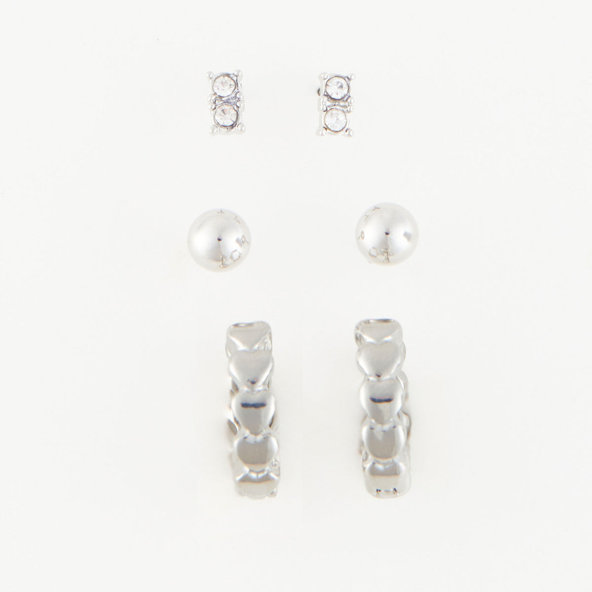 Earring Trio Set Mina Heart Hoop + Stud