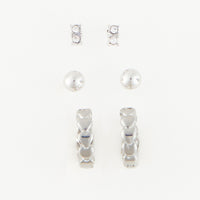 Earring Trio Set Mina Heart Hoop + Stud