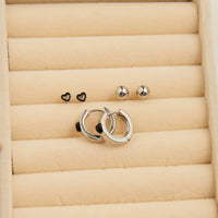 Earring Trio Set Mina Black Heart Huggie Hoop with Studs