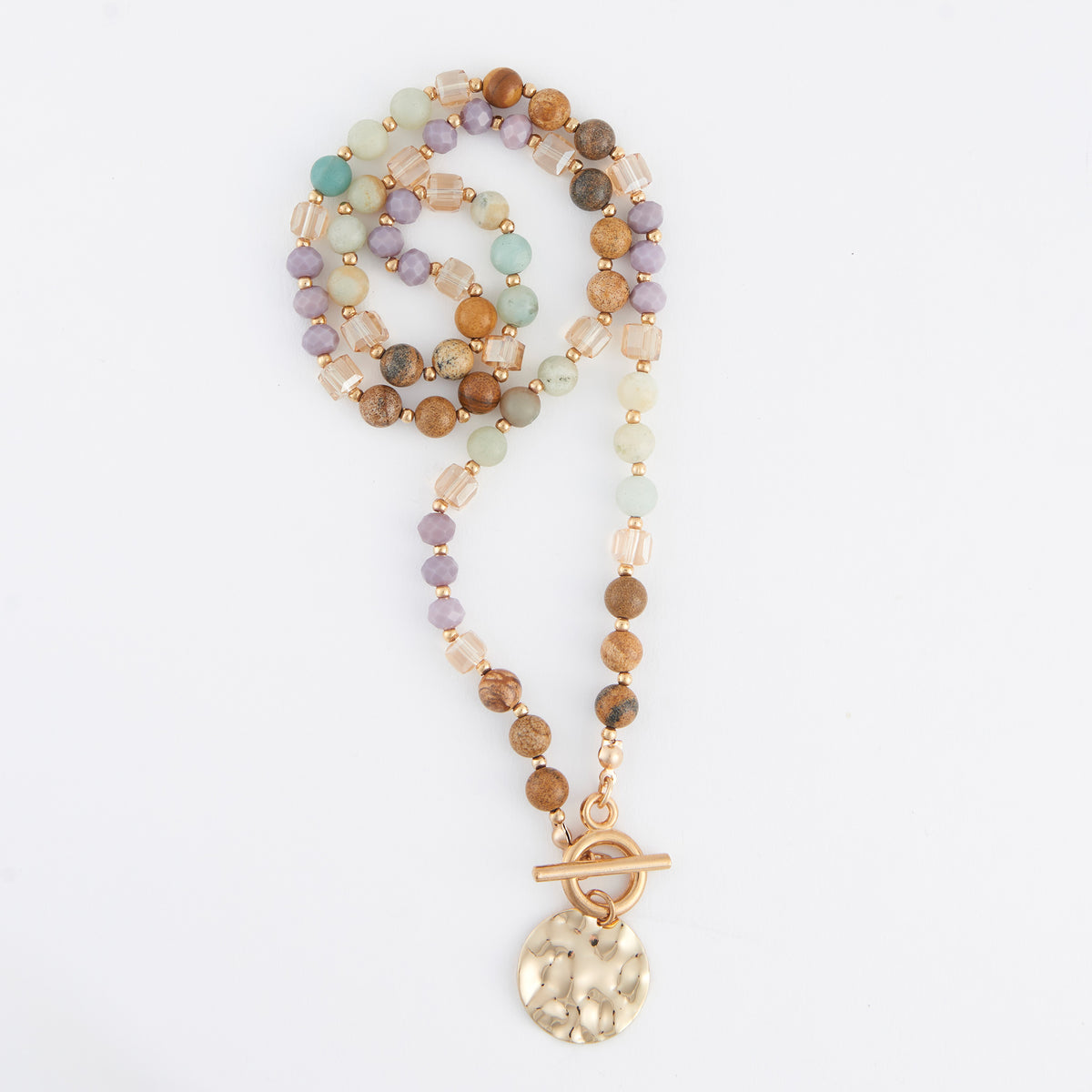 Toggle Necklace 20" Bekah Beaded Jasper + Amazonite