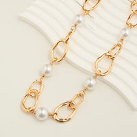Chain Necklace Elodie 18" Gold Chunky Linked Faux Pearl