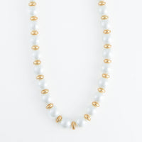Statement Necklace Margot 17" Chunky Faux Pearl + Gold Beads