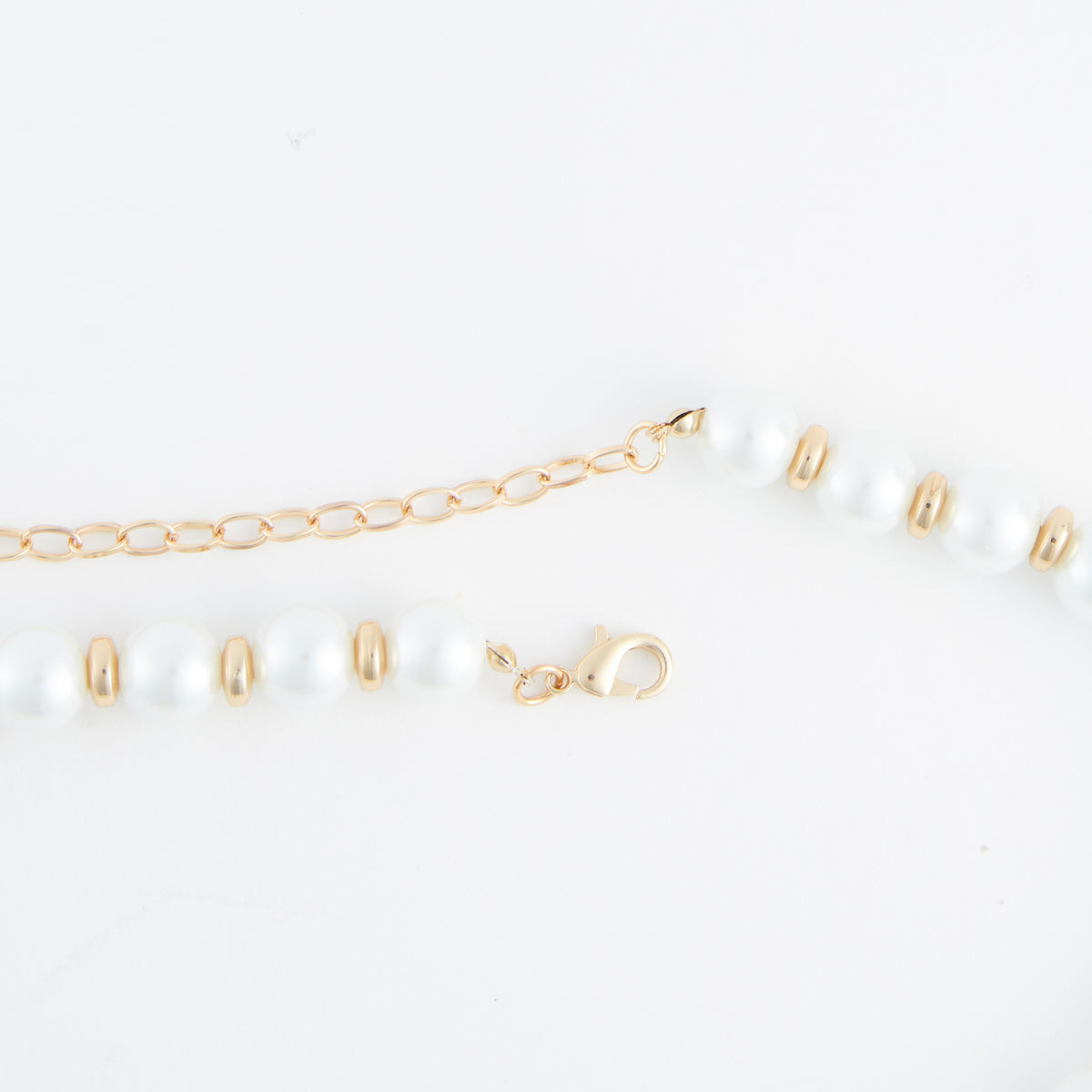 Statement Necklace Margot 17" Chunky Faux Pearl + Gold Beads