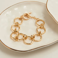 Toggle Bracelet Simone Textured Gold Linked Chain Design