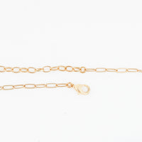 Beaded Necklace Nola 18" Gold Paperclip Chain + Green Beads