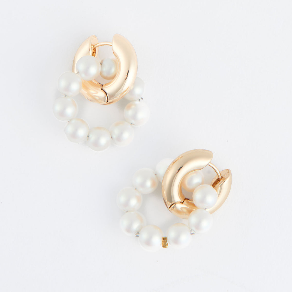 Hoop Earrings Vivienne Double Gold + Faux Pearl Ring