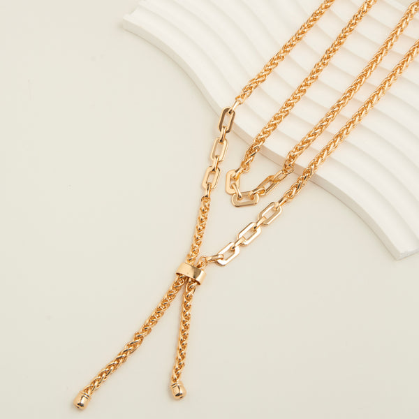 Lariat Necklace Marlowe 15" Chunky Layered Chains