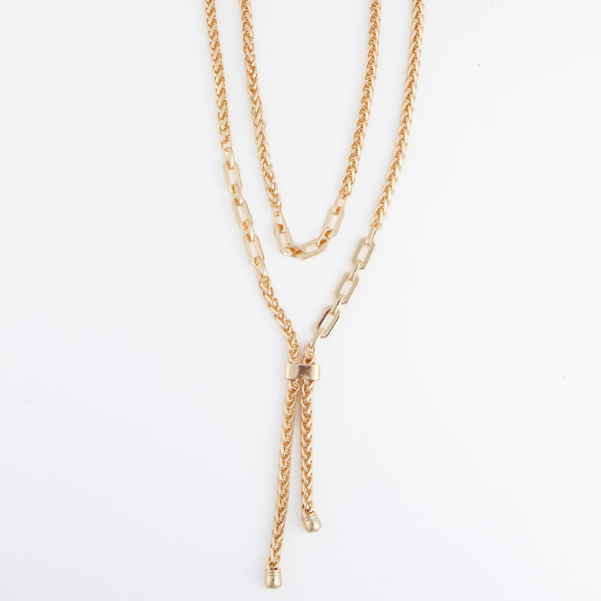 Lariat Necklace Marlowe 15" Chunky Layered Chains