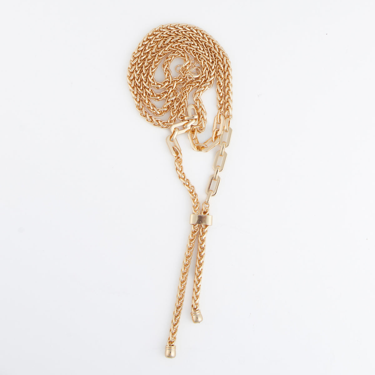 Lariat Necklace Marlowe 15" Chunky Layered Chains