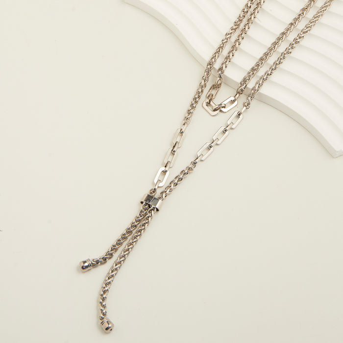 Lariat Necklace Marlowe 15" Chunky Layered Chains