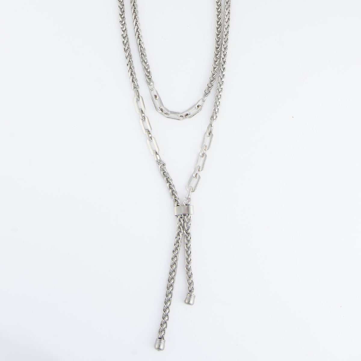 Lariat Necklace Marlowe 15" Chunky Layered Chains