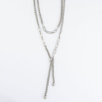 Lariat Necklace Marlowe 15" Chunky Layered Chains