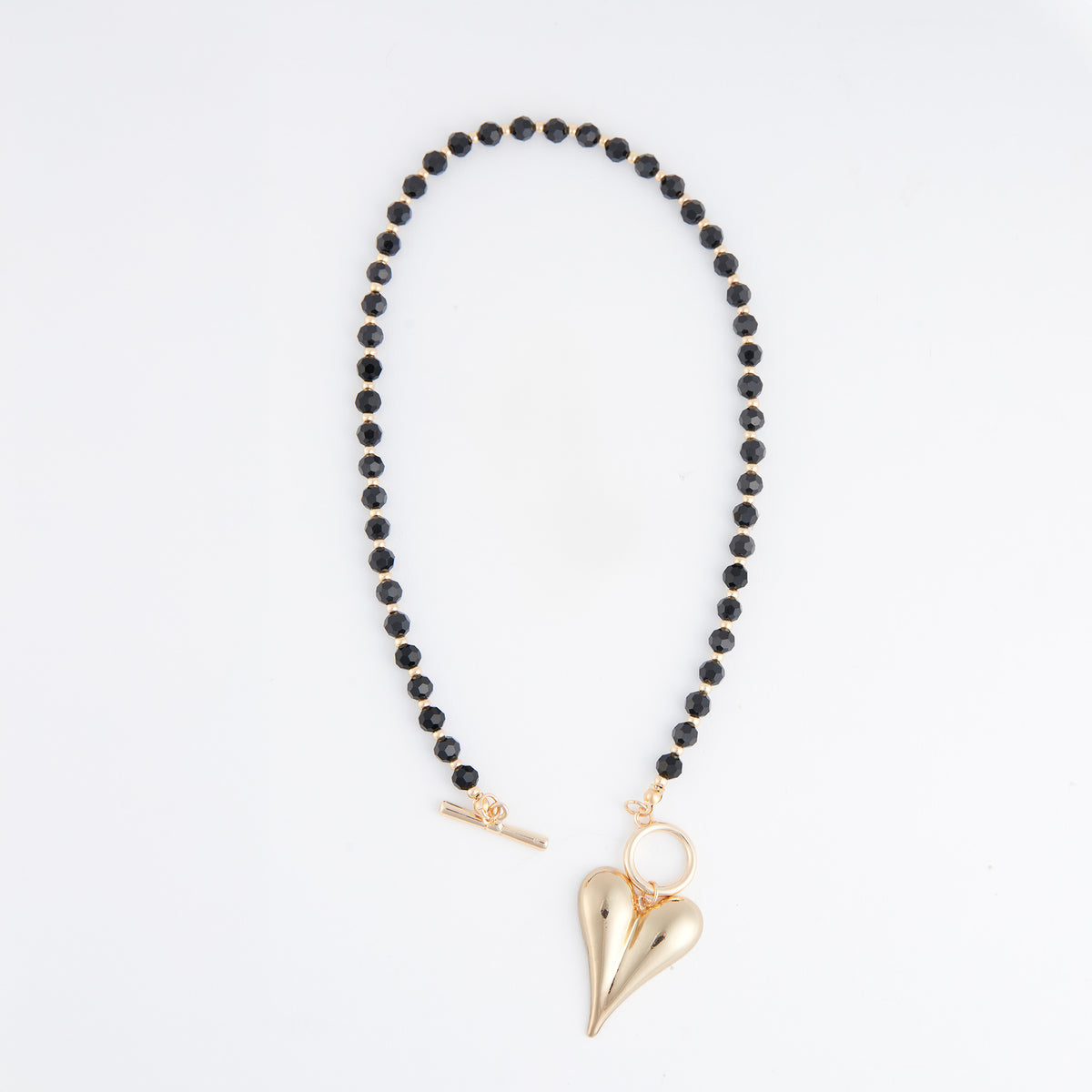 Pendant Necklace Violette 18" Beaded Toggle Heart Charm