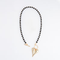 Pendant Necklace Violette 18" Beaded Toggle Heart Charm