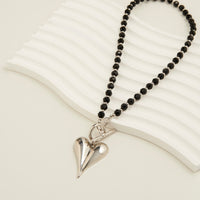 Pendant Necklace Violette 18" Beaded Toggle Heart Charm