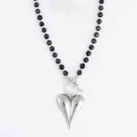Pendant Necklace Violette 18" Beaded Toggle Heart Charm