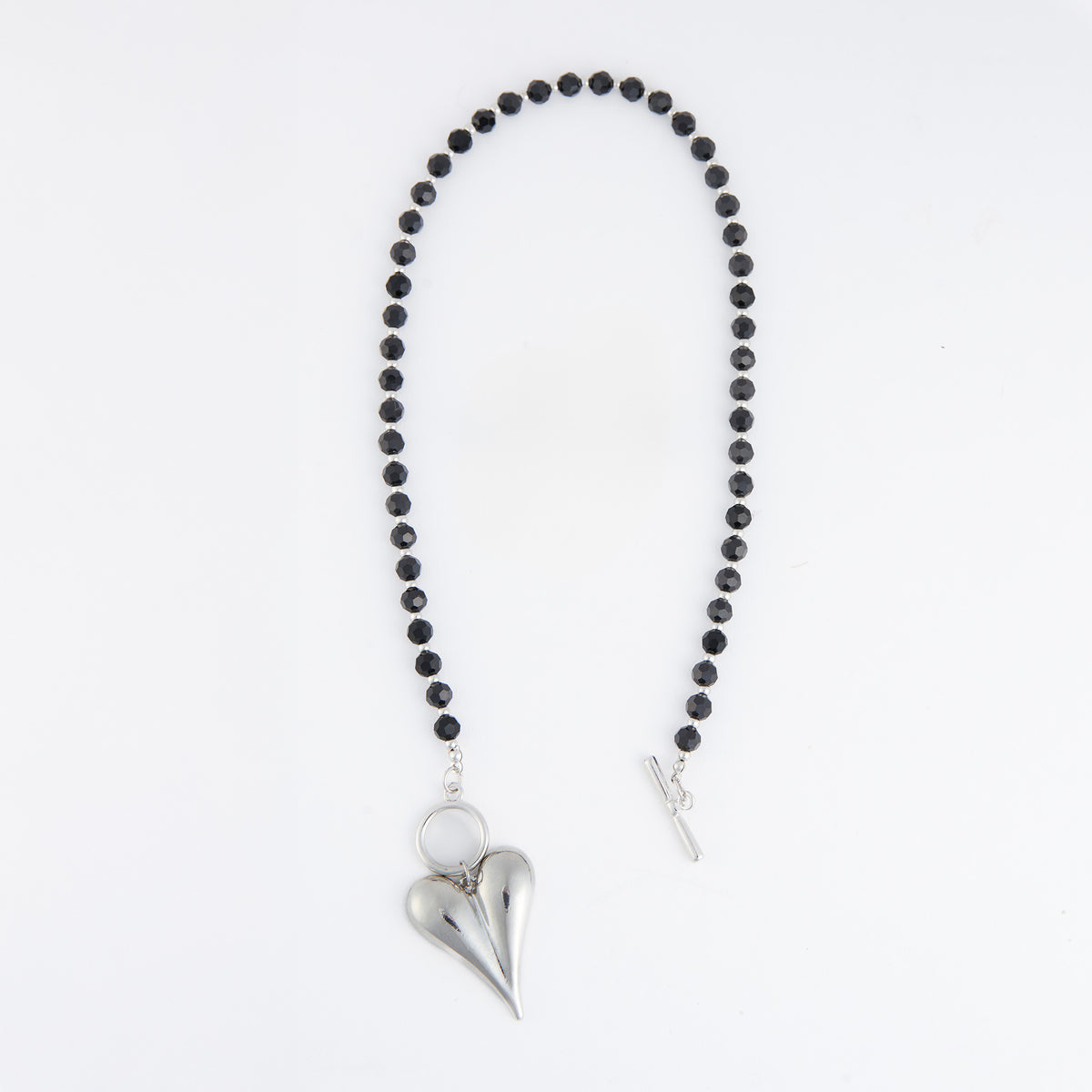 Pendant Necklace Violette 18" Beaded Toggle Heart Charm