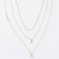 Layered Necklace Char 15" Gold Side Cross Gem Pendant