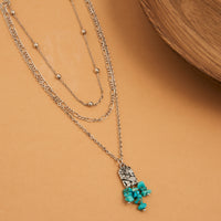 Layered Necklace Milly 20" Genuine Turquoise Pendant