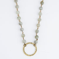 Pendant Necklace Sarah 18" Moonstone Hammered Ring