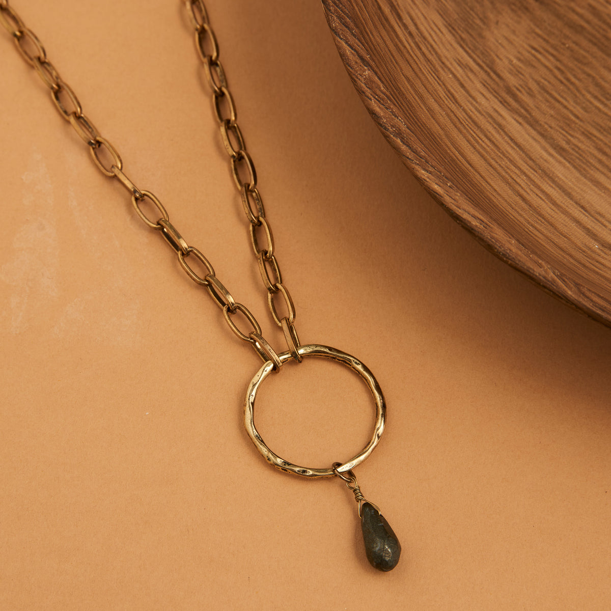 Pendant Necklace Tate 18" Hammered Ring Copper Ore Charm