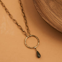 Pendant Necklace Tate 18" Hammered Ring Copper Ore Charm