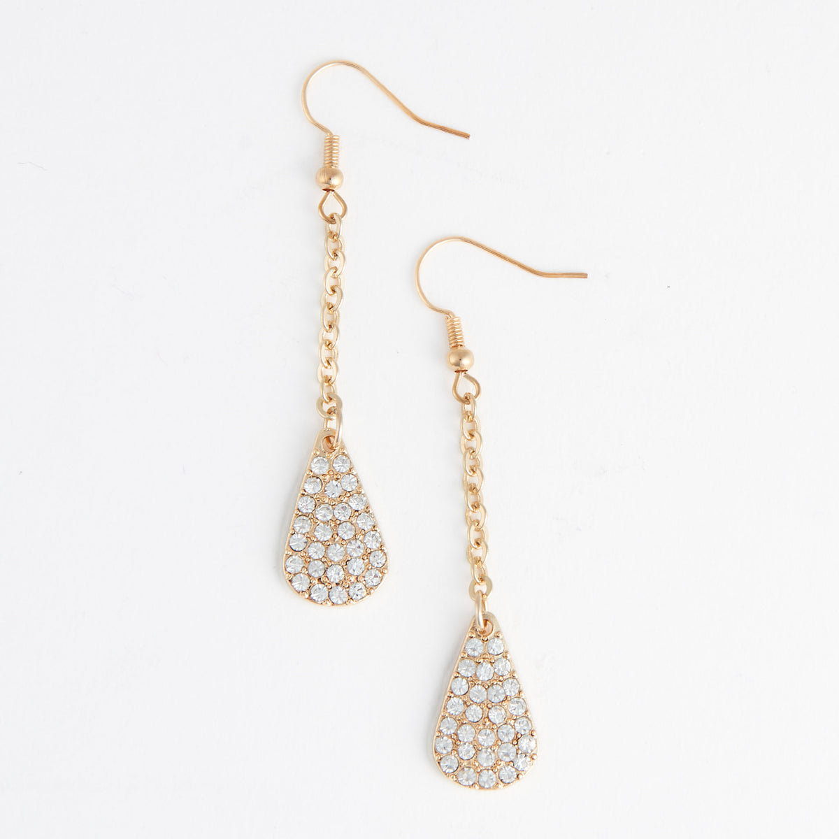 Dangle Earrings Kara Pave Crystal Gold Teardrop
